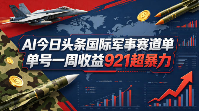 AI今日头条国际军事赛道,单号一周收益921,超暴力-才疏云网创