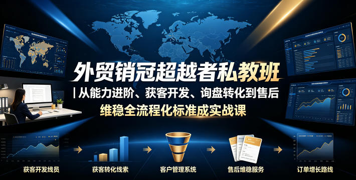 外贸销冠超越者私教班｜从能力进阶、获客开发、询盘转化到售后维稳全流程标准化成交实战课-才疏云网创