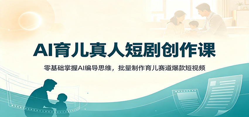 AI育儿真人短剧创作课：零基础掌握AI编导思维，批量制作育儿赛道爆款短视频-才疏云网创