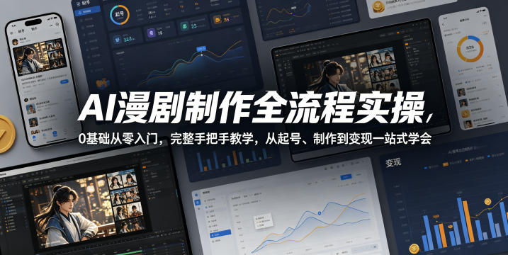AI漫剧制作全流程实操,0基础从零入门,完整手把手教学,从起号、制作到变现一站式学会(更新)-才疏云网创