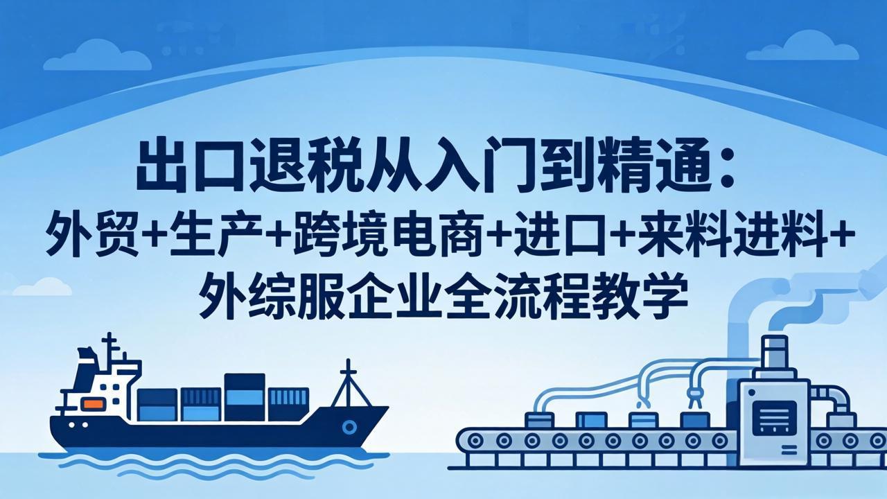 出口退税从入门到精通：外贸+生产+跨境电商+进口+来料进料+外综服企业全流程教学-才疏云网创