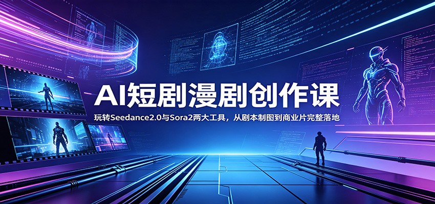 AI短剧漫剧创作课：玩转Seedance2.0与 Sora2两大工具，从剧本制图到商业片完整落地-才疏云网创