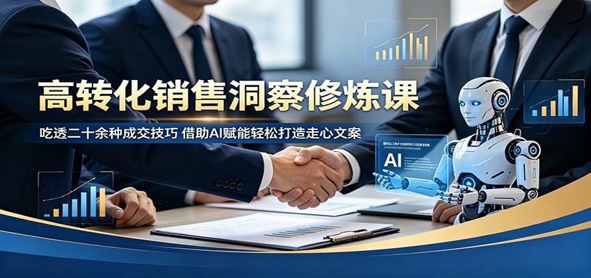 高转化销售洞察修炼课:吃透二十余种成交技巧,借助AI赋能轻松打造走心文案-才疏云网创