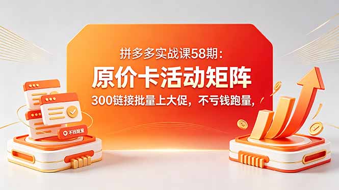 拼多多实战课58期：原价卡活动矩阵，300链接批量上大促，不亏钱跑量-才疏云网创