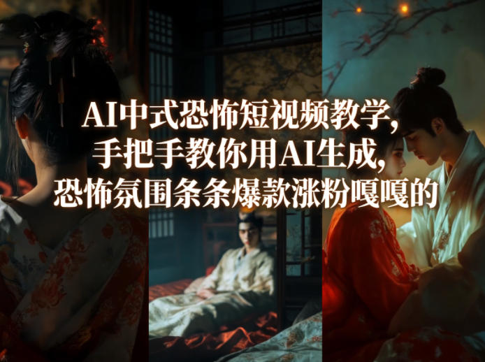 AI中式恐怖短视频教学，手把手教你用AI生成，恐怖氛围条条爆款涨粉嘎嘎的-才疏云网创