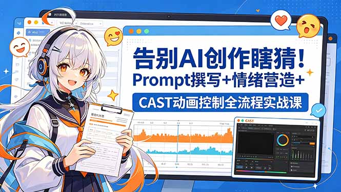 告别AI创作瞎猜！Prompt撰写+情绪营造+CAST动画控制全流程实战课-才疏云网创