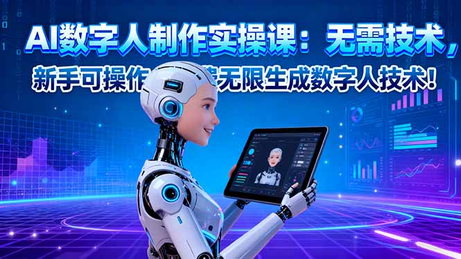 AI数字人制作实操课：无需技术，新手可操作，免费无限生成数字人技术！-才疏云网创