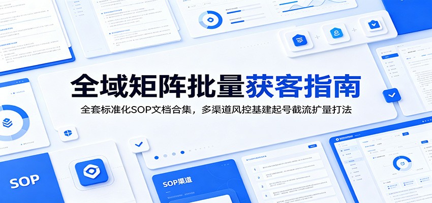 全域矩阵批量获客指南：全套标准化SOP文档合集，多渠道风控基建起号截流扩量打法-才疏云网创
