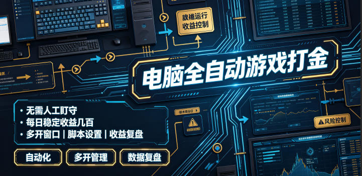 电脑全自动游戏打金，无需人工盯守，每日稳定收益几百！【揭秘】-才疏云网创