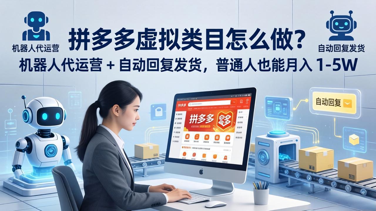 拼多多虚拟类目怎么做？机器人代运营 + 自动回复发货，普通人也能月入 1-5W-才疏云网创