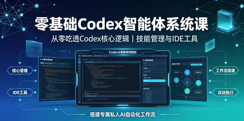 零基础Codex智能体系统课｜从零吃透Codex核心逻辑、技能管理与IDE工具，搭建专属私人AI自动化工作流-才疏云网创