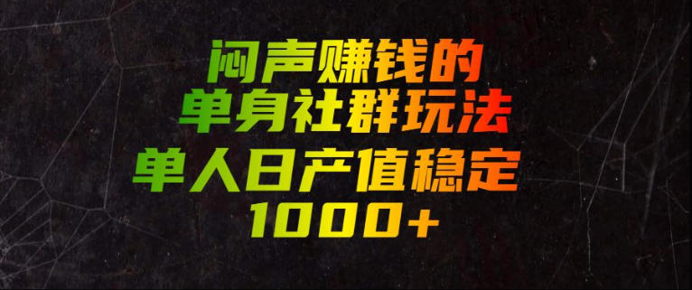 闷声賺钱的单身社群玩法，单人日产值稳定1000+【揭秘】-才疏云网创