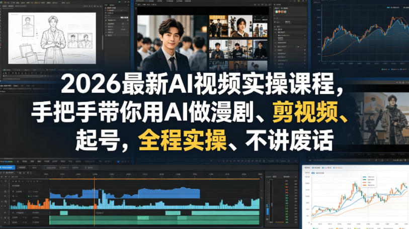 2026最新AI视频实操课程，手把手带你用AI做漫剧、剪视频、起号，全程实操、不讲废话-才疏云网创