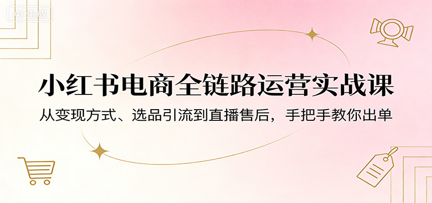 小红书电商全链路运营实战课：从变现方式、选品引流到直播售后，手把手教你出单-才疏云网创
