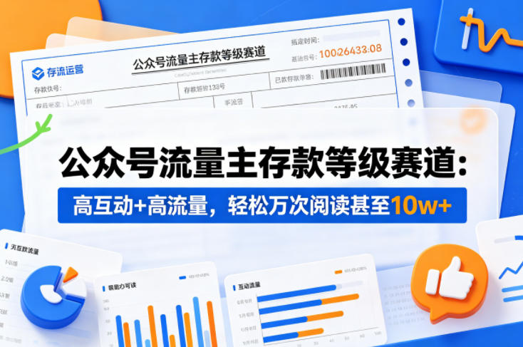 公众号流量主之存款等级赛道，高互动+高流量，轻松达到万次阅读，甚至10w+-才疏云网创