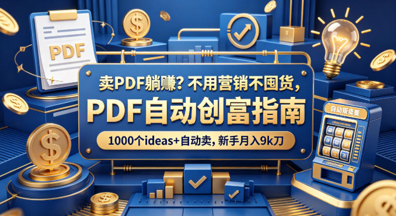 卖PDF躺賺？不用营销不囤货，PDF自动创富指南，1000个ideas+自动卖，新手月入9k刀【原创双语字幕】-才疏云网创