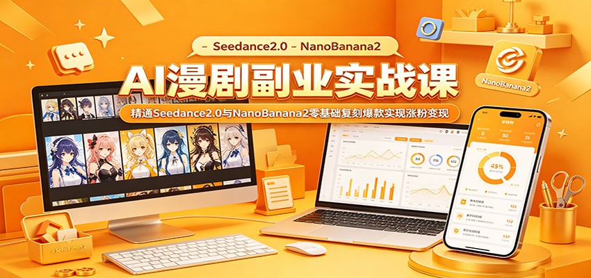 AI漫剧副业实战课：精通Seedance2.0与NanoBanana2零基础复刻爆款实现涨粉变现-才疏云网创
