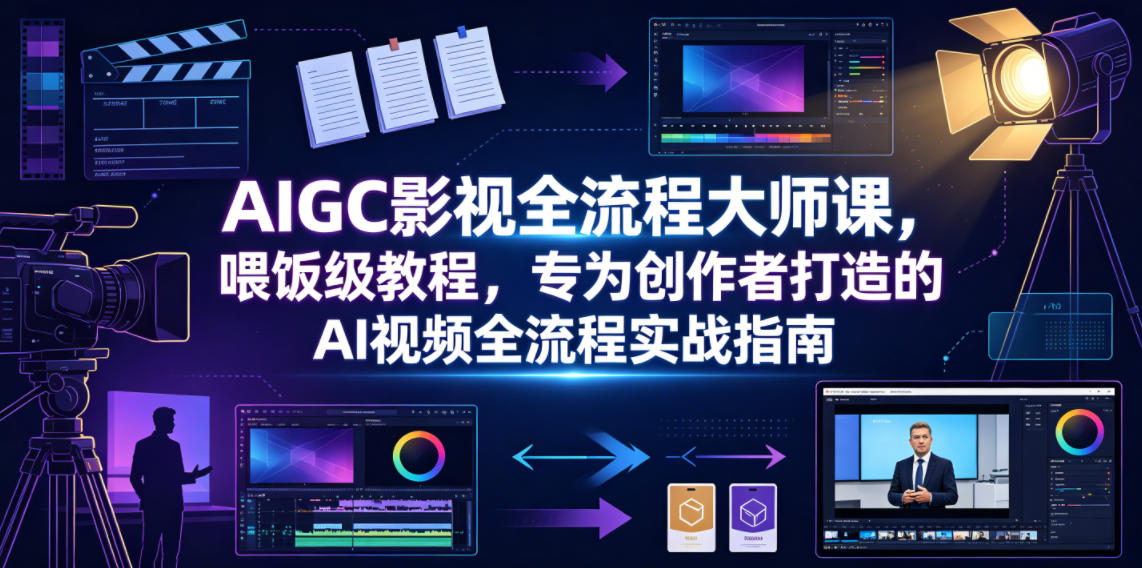 AIGC影视全流程大师课，喂饭级教程，专为创作者打造的AI视频全流程实战指南-才疏云网创
