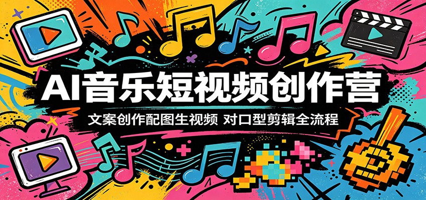 AI音乐短视频创作营：文案创作配图生视频，对口型剪辑全流程-才疏云网创