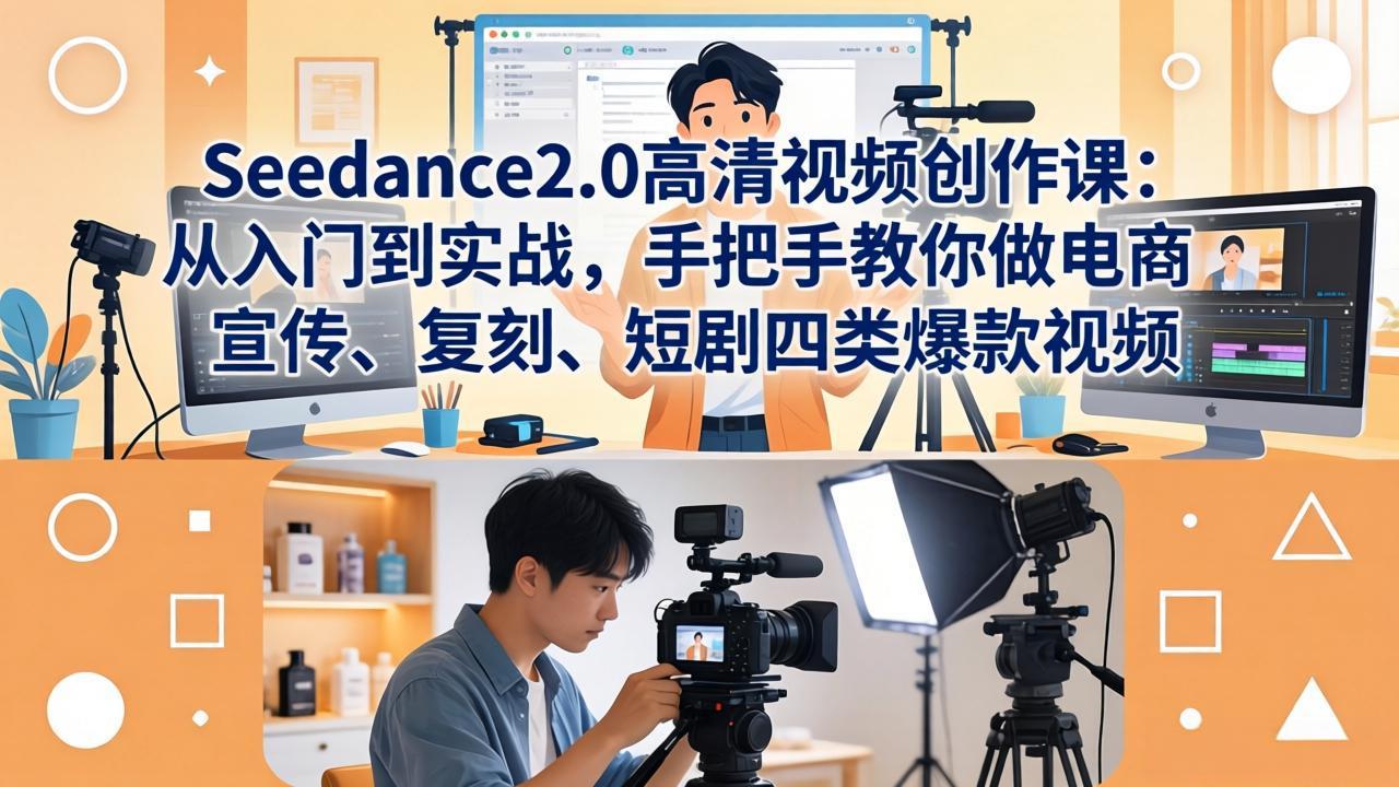 Seedance2.0高清视频创作课：从入门到实战，手把手教你做电商、宣传、复刻、短剧四类爆款视频-才疏云网创