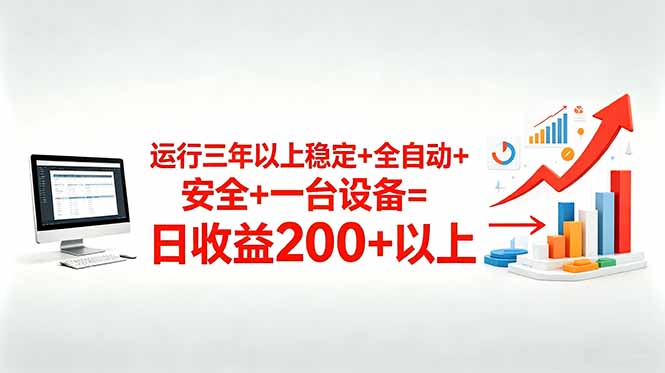 三年以上稳定+全自动+安全+一台设备=日收益200+-才疏云网创