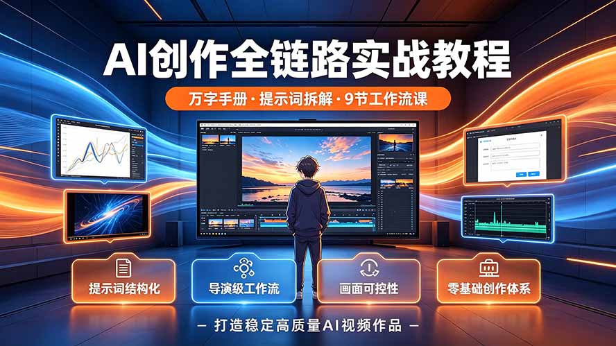 AI创作全链路实战教程｜万字手册·提示词拆解·9节工作流课，打造稳定高质量AI视频作品-才疏云网创