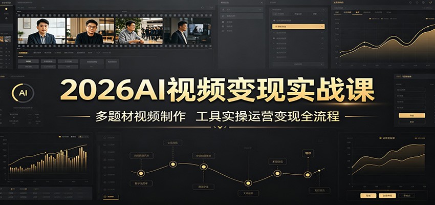2026AI视频变现实战课：多题材视频制作，工具实操运营变现全流程-才疏云网创
