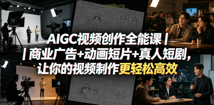 AIGC视频创作全能课｜商业广告+动画短片+真人短剧，让你的视频制作更轻松高效-才疏云网创