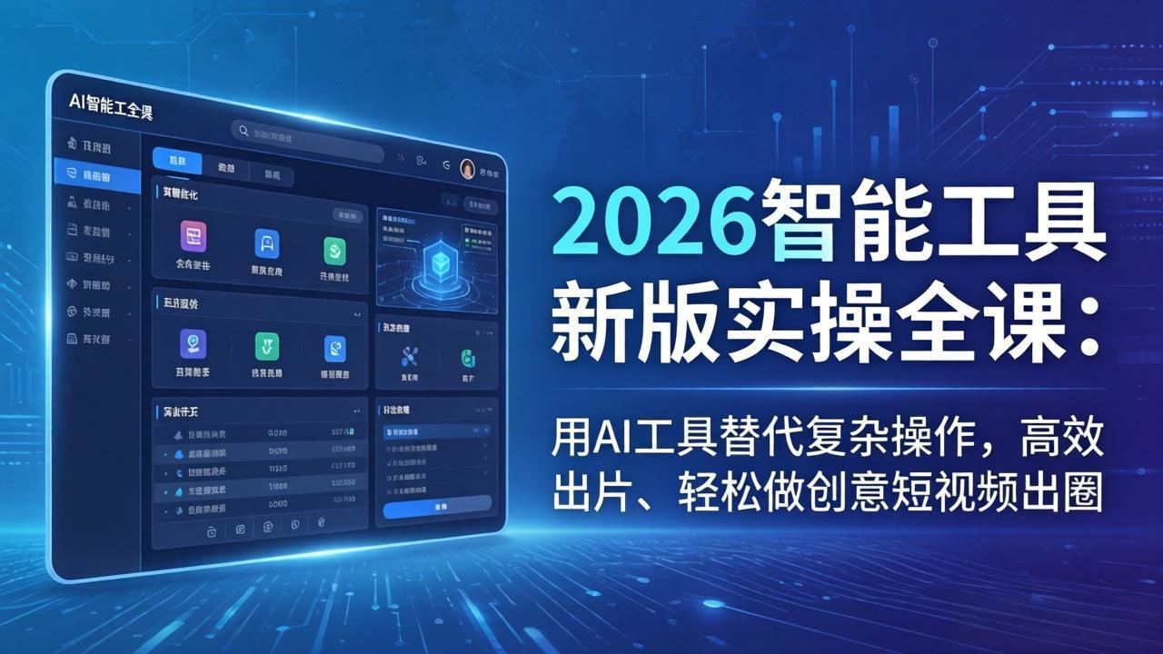 2026智能工具新版实操全课：用AI工具替代复杂操作，高效出片、轻松做创意短视频出圈-才疏云网创