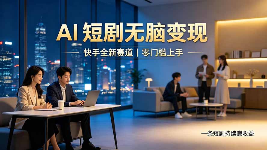 别乱找副业了，快手 AI 短剧零门槛长久被动增收-才疏云网创