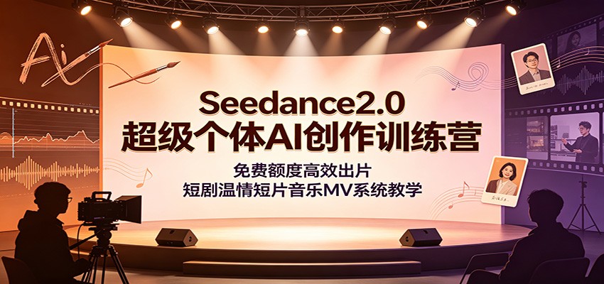 Seedance2.0超级个体AI创作训练营：免费额度高效出片，短剧温情短片音乐MV系统教学-才疏云网创