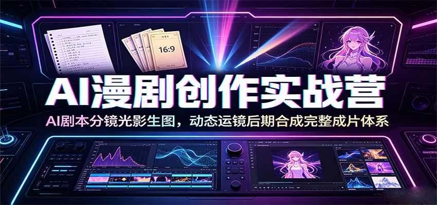 AI漫剧创作实战营：AI剧本分镜光影生图，动态运镜后期合成完整成片体系-才疏云网创