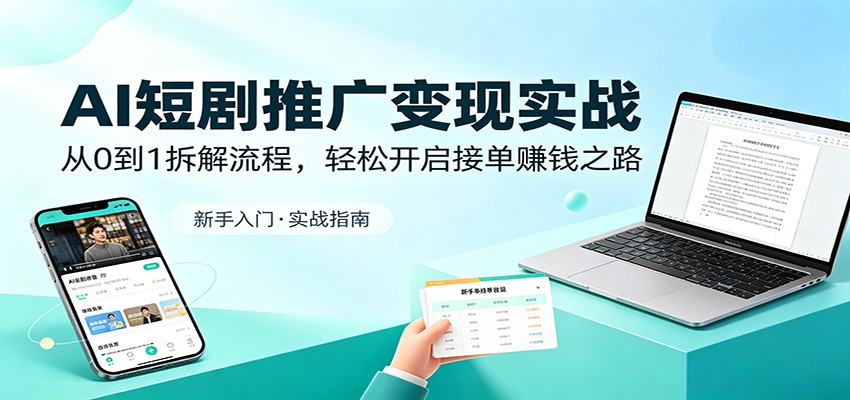 AI短剧推广变现实战：从0到1拆解流程，轻松开启接单赚钱之路-才疏云网创