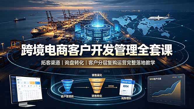 跨境电商客户开发管理全套课·拓客渠道｜询盘转化｜客户分层复购运营完整落地教学-才疏云网创