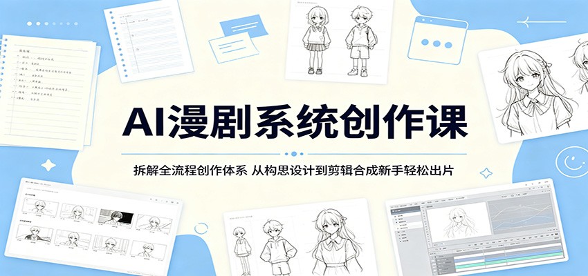 AI漫剧系统创作课：拆解全流程创作体系，从构思设计到剪辑合成新手轻松出片-才疏云网创