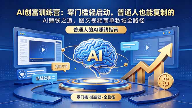 AI创富训练营：零门槛轻启动，普通人也能复制的AI赚钱之道，图文视频商单私域全路径-才疏云网创