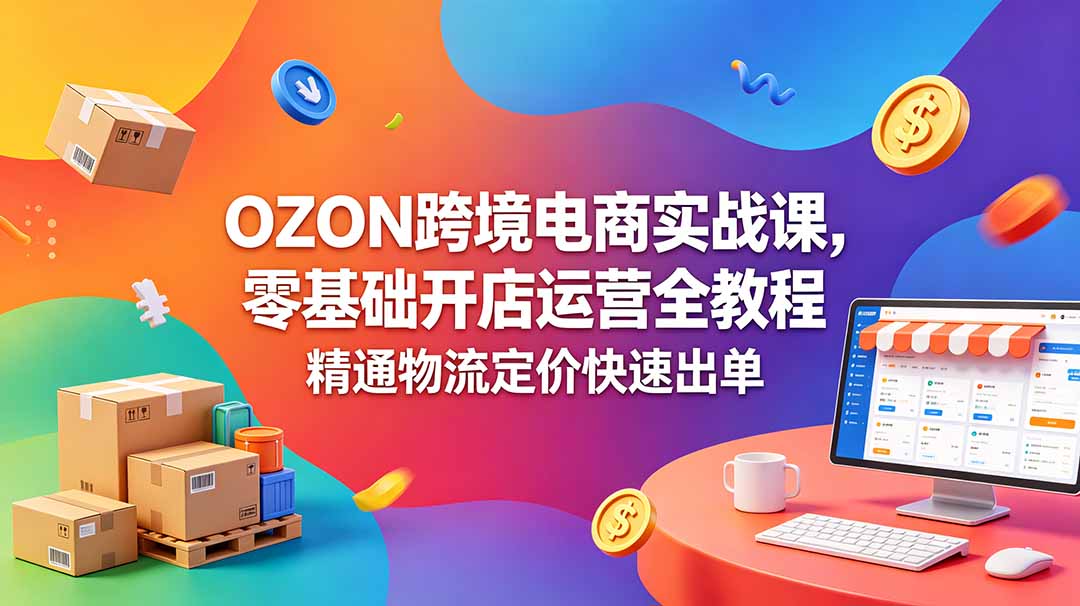 OZON 跨境电商实战课,零基础开店运营全教程,精通物流定价快速出单-才疏云网创