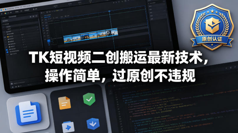 TK短视频二创搬运最新技术，操作简单，过原创不违规-才疏云网创