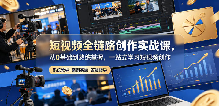 短视频全链路创作实战课，从0基础到熟练掌握，一站式学习短视频创作-才疏云网创
