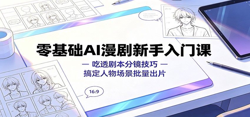 零基础AI漫剧新手入门课：吃透剧本分镜技巧，搞定人物场景批量出片-才疏云网创