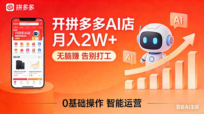 开一家拼多多AI店，月入2W+，无脑赚，告别打工，附SOP手册-才疏云网创