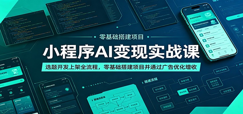 小程序AI变现实战课:选题开发上架全流程,零基础搭建项目并通过广告优化增收-才疏云网创