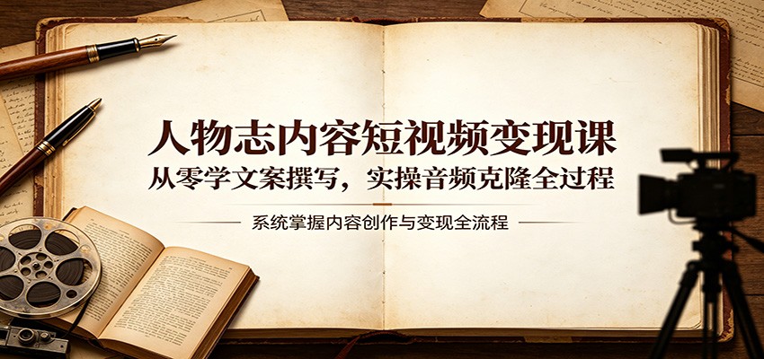 人物志内容短视频变现课：从零学文案撰写，实操音频克隆全过程-才疏云网创