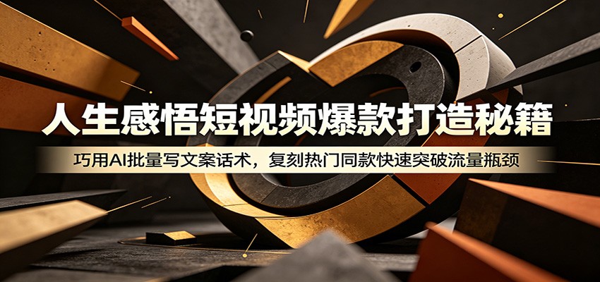 人生感悟短视频爆款打造秘籍：巧用A 批量写文案话术，复刻热门同款快速突破流量瓶颈-才疏云网创