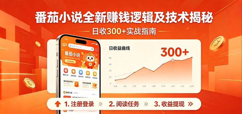 番茄小说全新赚钱逻辑及技术日收300+，小白新书皆可做！无脑赚就行了！-才疏云网创