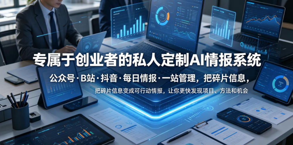 专属于创业者的私人定制AI情报系统，公众号·B站·抖音·每日情报·一站管理，把碎片信息变成可行动情报，让你更快发现项目、方法和机会-才疏云网创