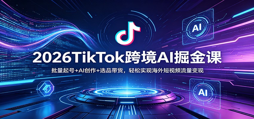 2026TikTok跨境AI掘金课：批量起号+AI创作+选品带货，轻松实现海外短视频流量变现-才疏云网创