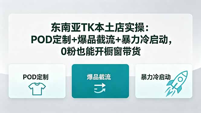 东南亚TK本土店实操-5月更新:POD定制+爆品截流+暴力冷启动,0粉也能开橱窗带货-才疏云网创