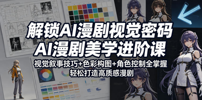 解锁AI漫剧视觉密码,AI漫剧美学进阶课,视觉叙事技巧+色彩构图+角色控制全掌握,轻松打造高质感漫剧-才疏云网创