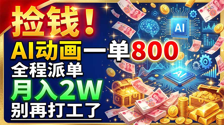 捡钱!AI动画一单800,全程派单,月入2W,别再打工了-才疏云网创
